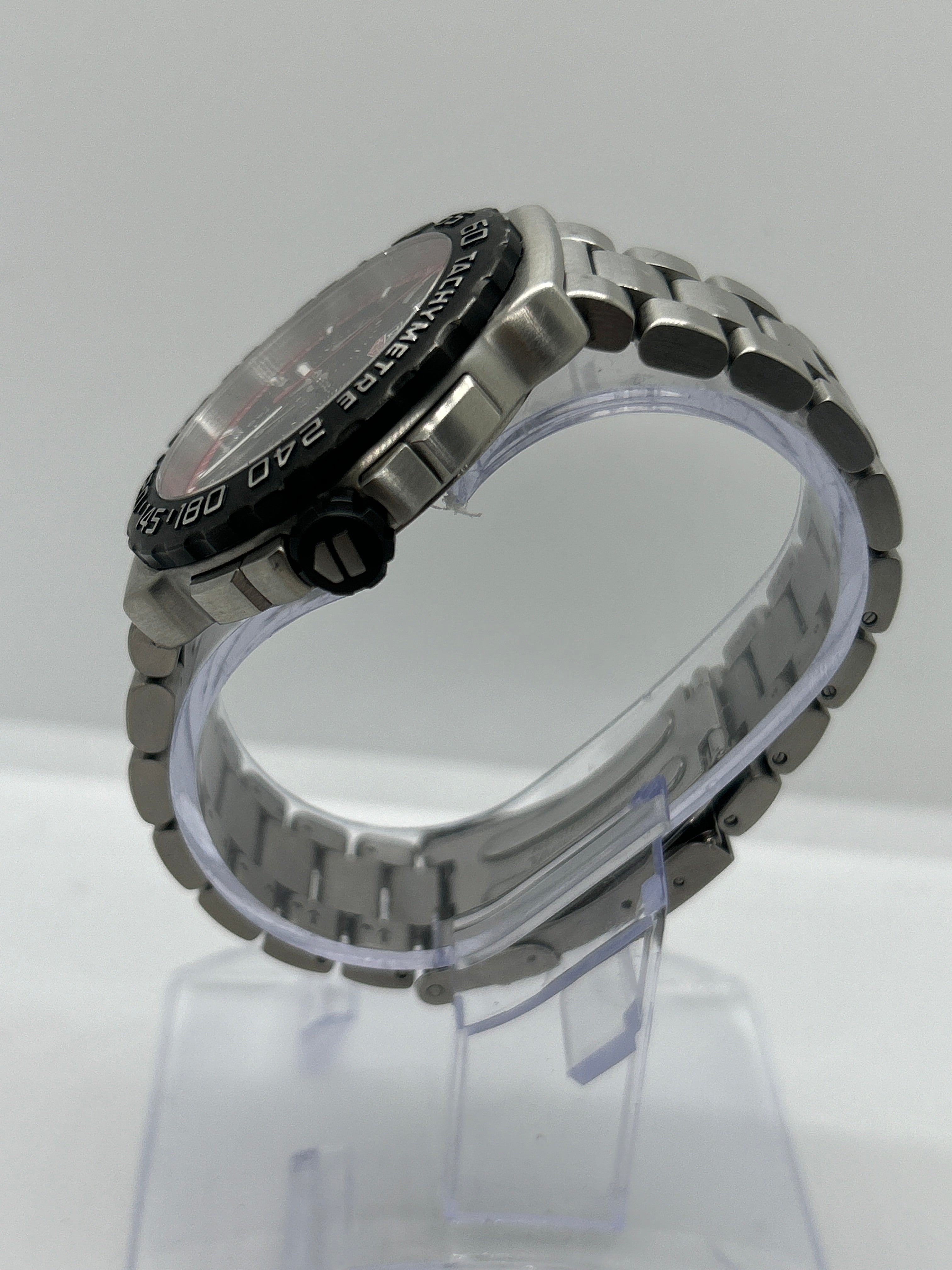 Tag Heuer CAU1116 chronograph silver watch black and red dial with box and papers