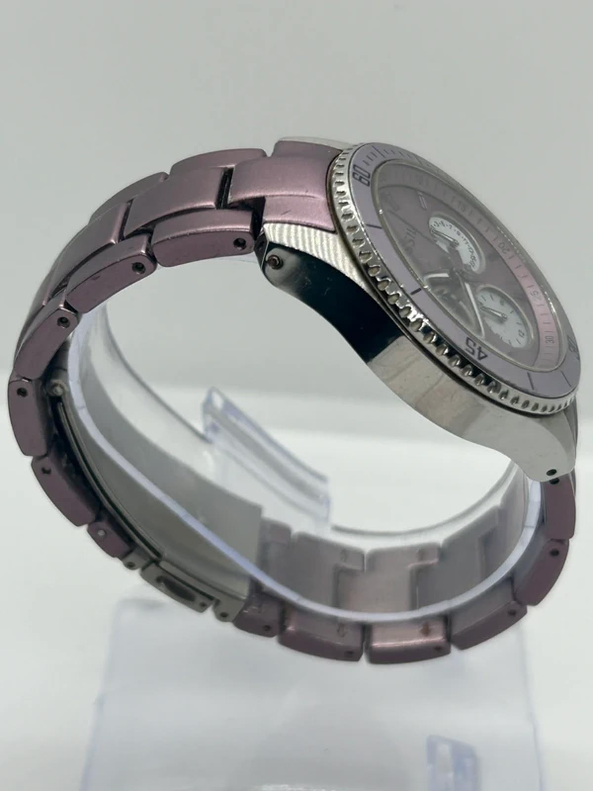 Ladies Lilac fossil quartz watch with gemstone bezel