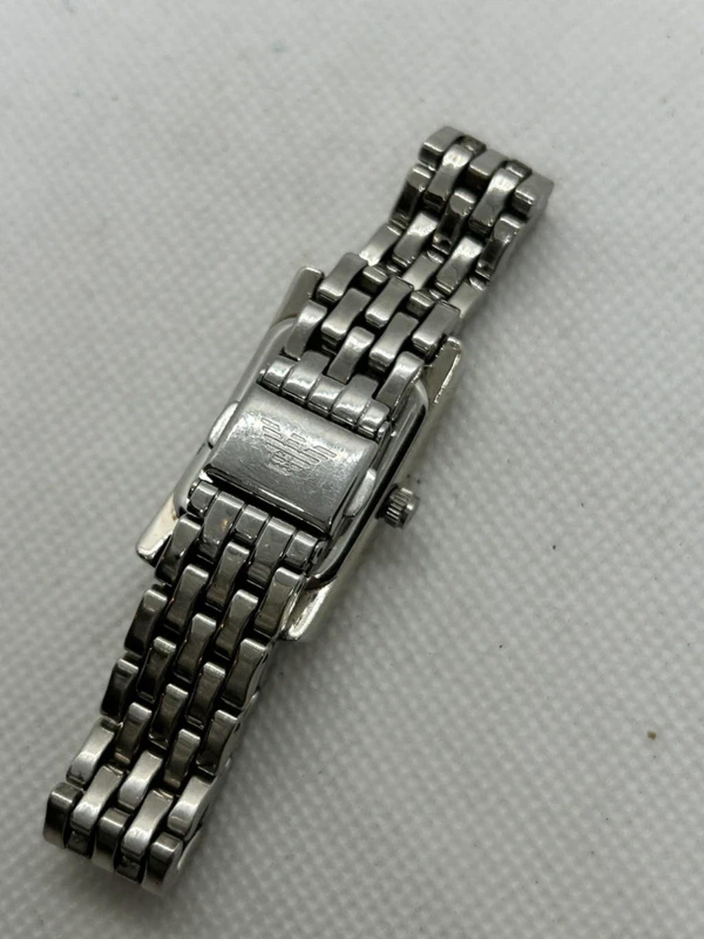 Emporio Armani ladies tank shape watch silver case mint dial