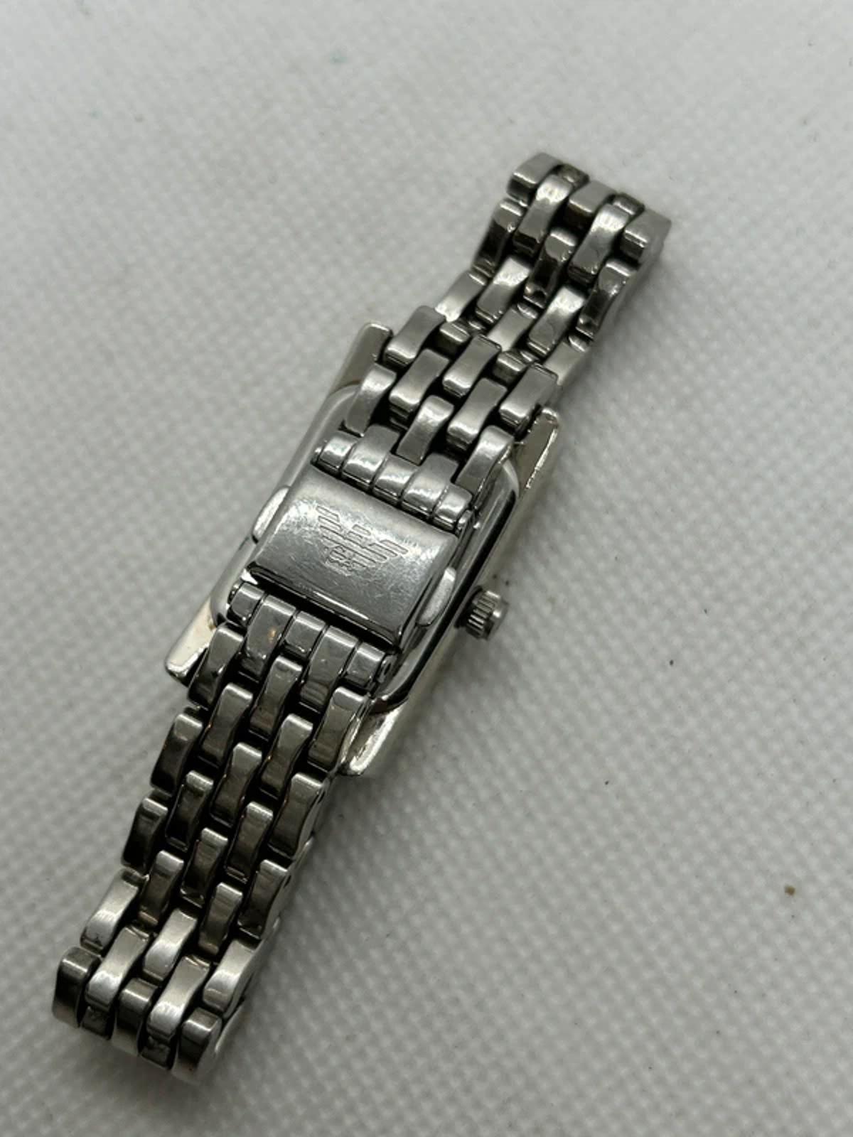 Emporio Armani ladies tank shape watch silver case mint dial