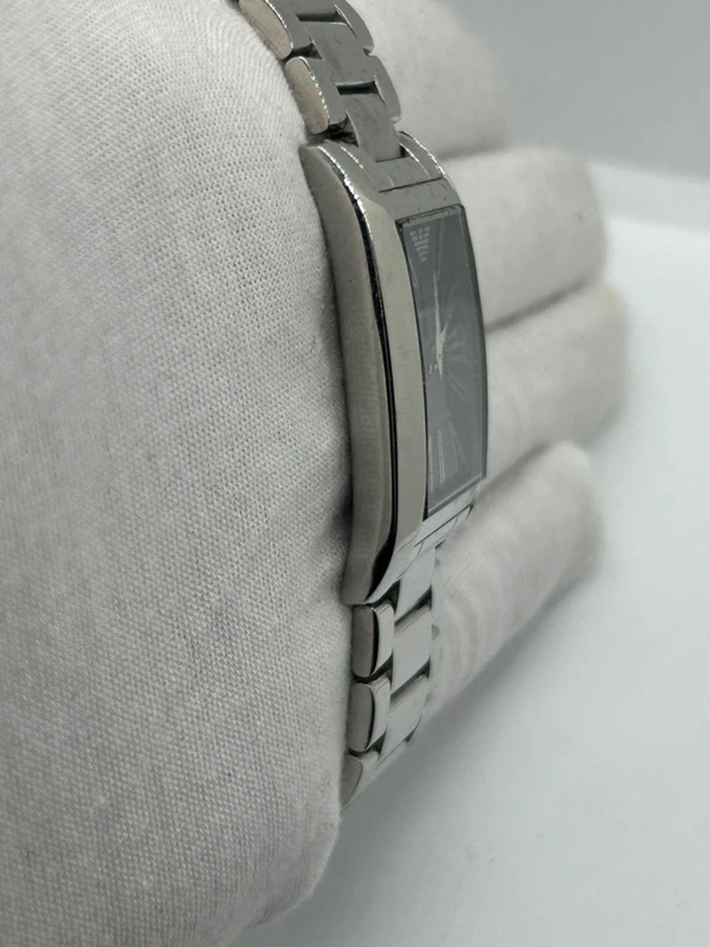 Unisex sized Emporio Armani  silver and black watch box and spare links