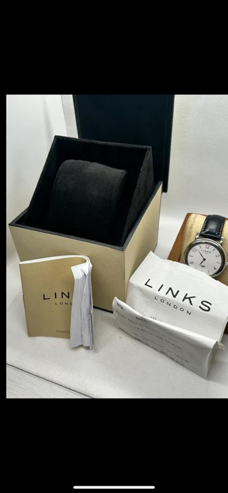 Links of London ladies quartz watch silver and black with box and papers