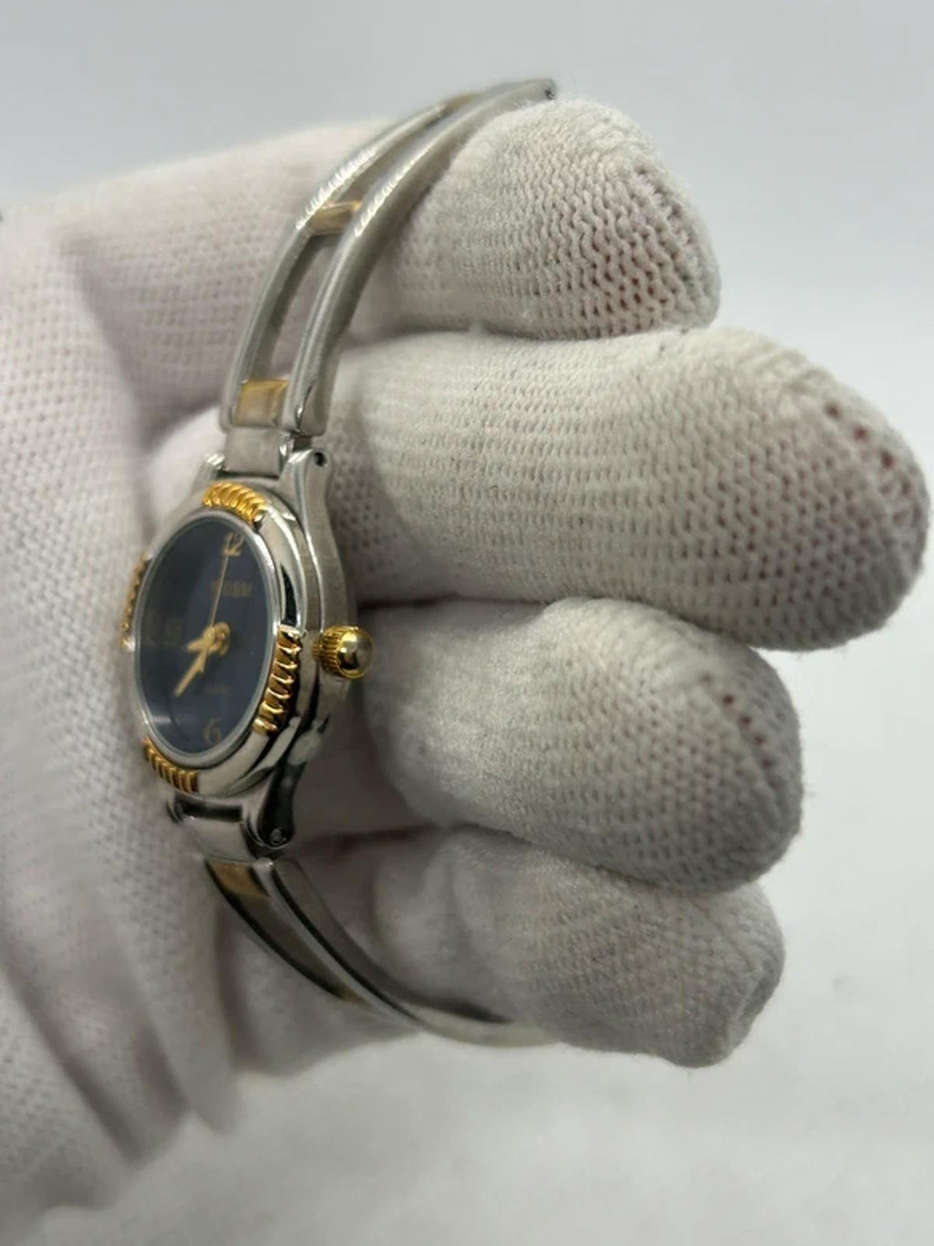 Ladies gold and silver Prism watch changeable bezel watch with box