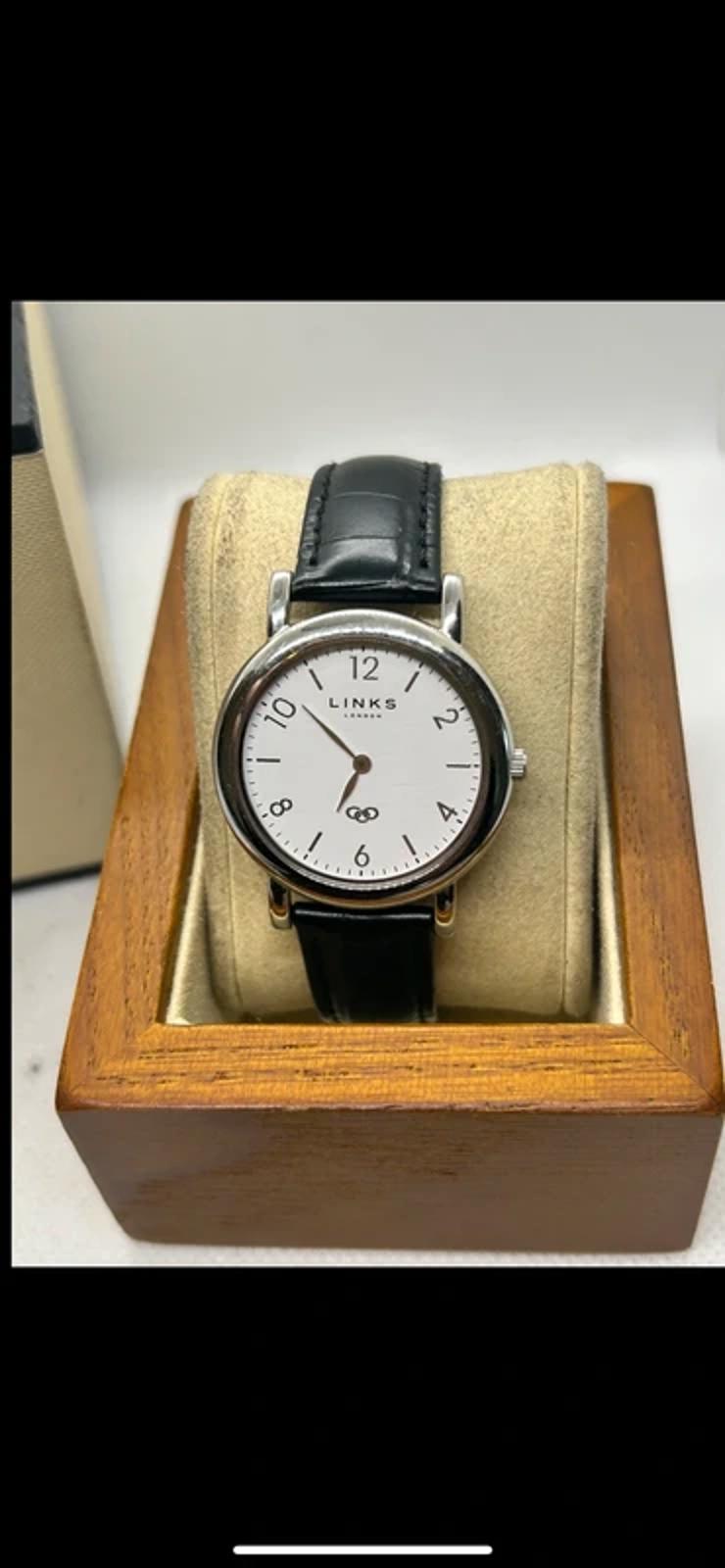 Links of London ladies quartz watch silver and black with box and papers