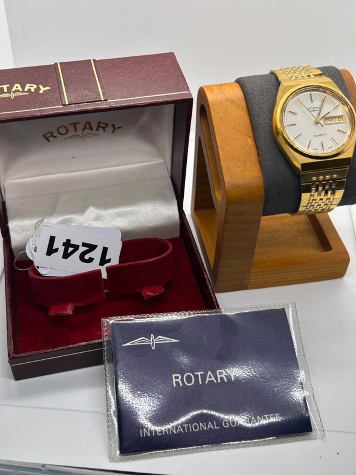 Vintage rotary gold date date watch adjustable bracelet box and papers