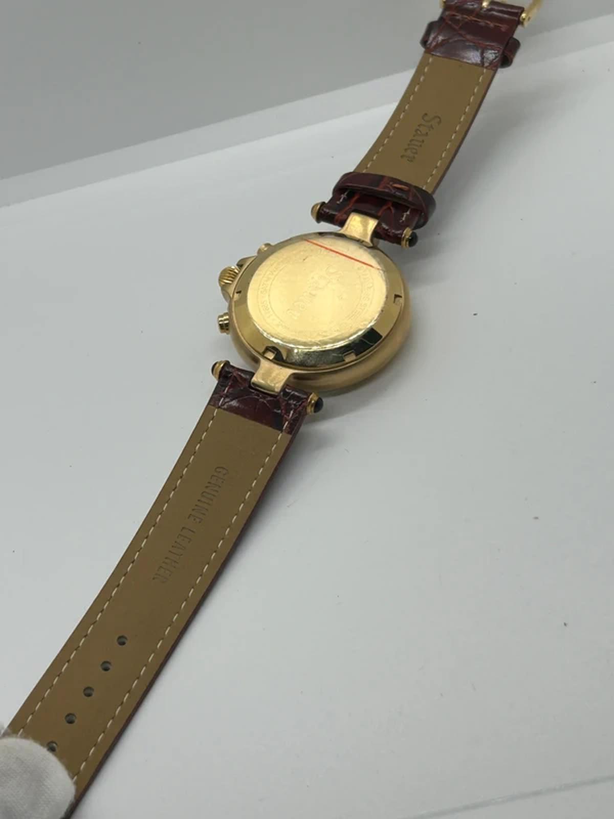 Stauer men’s automatic gold cases watch’s leather strap with box and papers