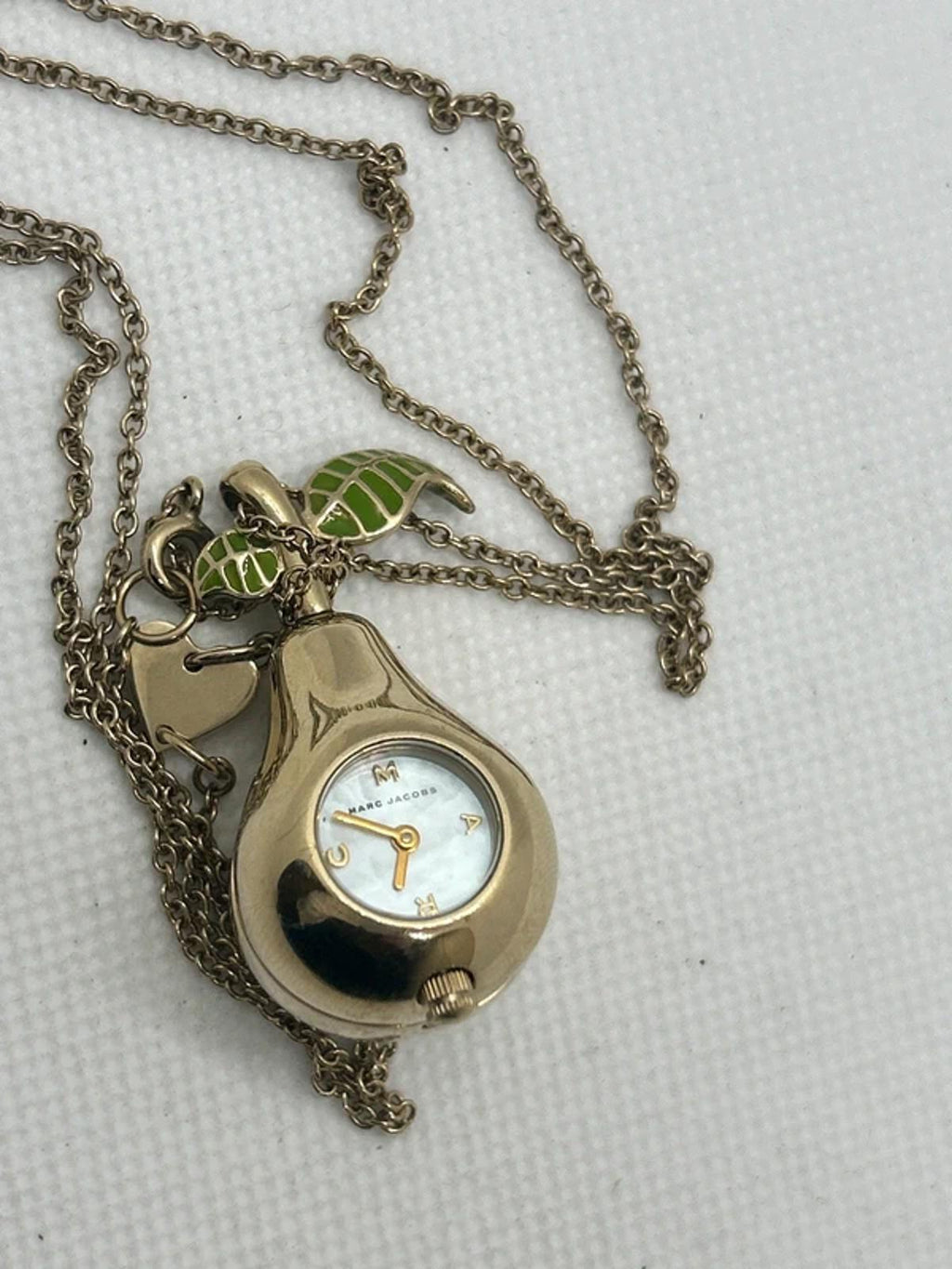 Marc Jacobs gold pear watch necklace pendant