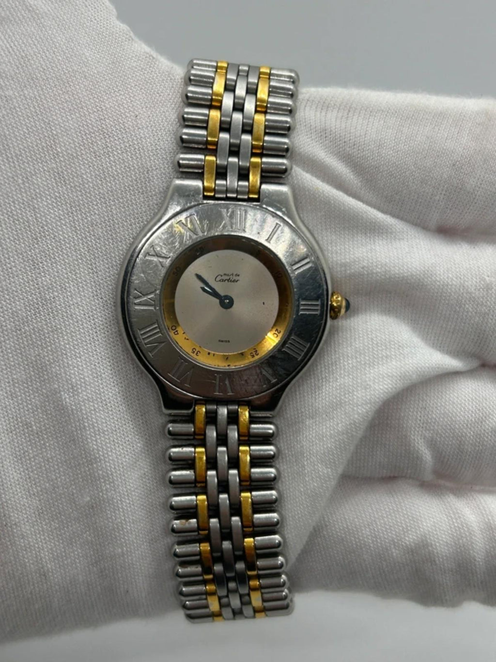 Must de Cartier Unisex silver and golden quartz watch