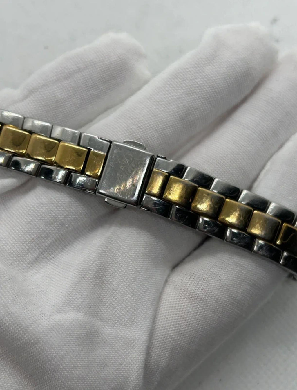 Stunning Ladies Rotary tank shape gold and silver watch with box and papers